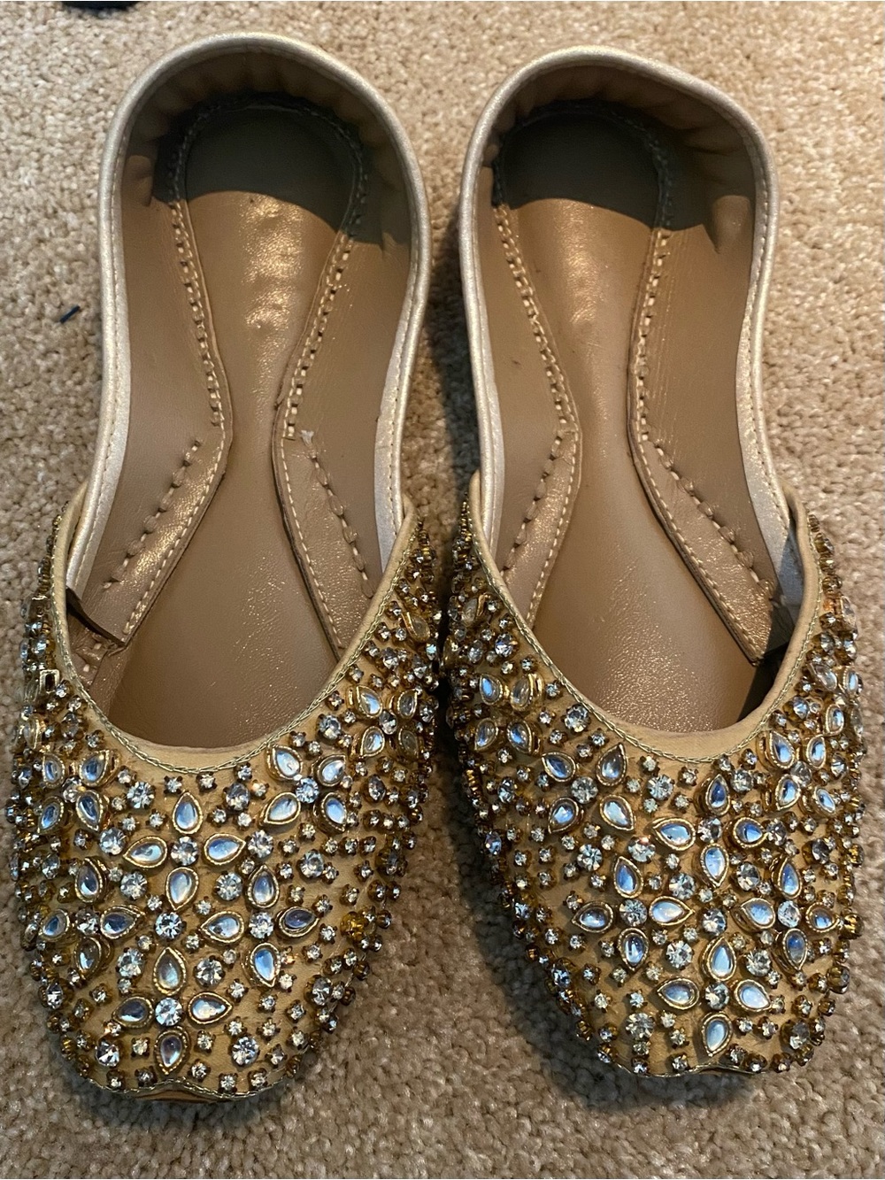 Embellished Gold Women's Jutti Flats